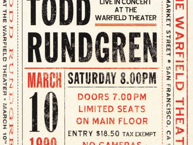 Live at The Warfield Theater, San Francisco: March 10th 1990 - Live