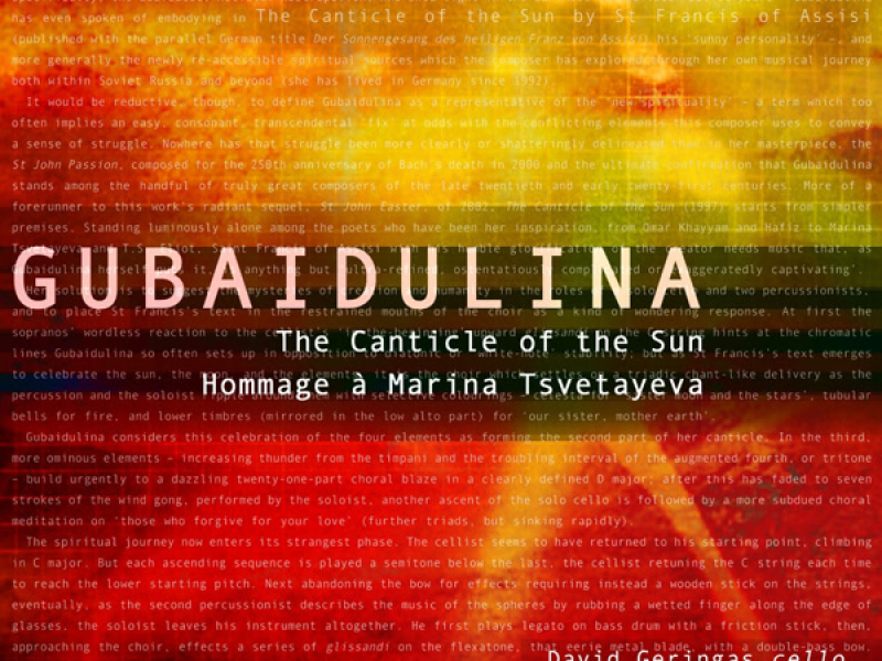 Gubaidulina: The Canticle of the Sun & Homage à Marina Tsvetayeva