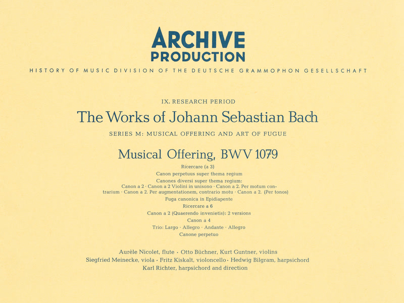 Bach: Musical Offering, BWV 1079