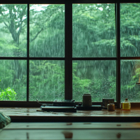 Rain Fall Hitting on a Japanese Window (Single)