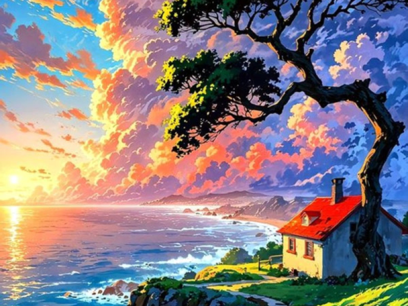 flowing clouds atop the shining hills