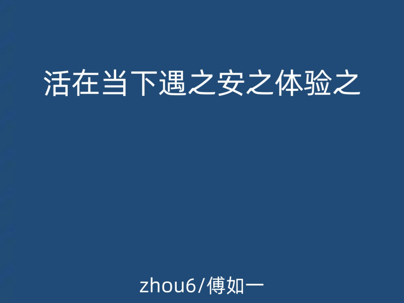 活在当下遇之安之体验之 (Single)